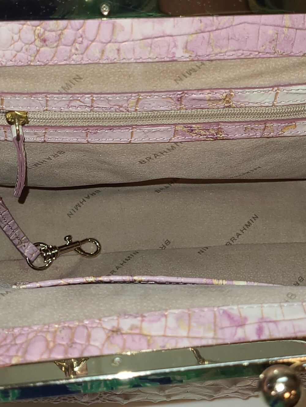 Brahmin Lilac Melbourne Juliette Kisslock Satchel Shoulder Bag RARE Pristine - Picture 13 of 16